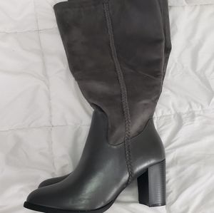 Cloudwalkers Braided Bliss: Stunning Gray Knee-High Boots